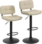 HOMCOM Set de 2 scaune de bar vintage capitonate - rotative, reglabile - suport pentru picioare - tapițerie sintetică cremă | Aosom Romania (835-499V00CW)