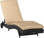 Outsunny Șezlong de Grădină din Ratan PE Negru cu Spătar Reglabil și Pernă Captușită pentru Relaxare Optimală 207x70x70cm | Aosom Romania (862-030BK)