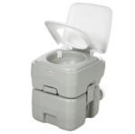 HOMCOM Toaletă de camping toaletă portabilă capacitate max. 147 kg 20L pentru camping drumeții călătorii pescuit 41, 5 x 36, 5 x 42 cm Gri | Aosom Romania (713-033)