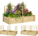 Outsunny Jardinieră Înălțată din Lemn cu 3 Suporturi pentru Plante, 119x62, 5x64 cm, Natural | Aosom Romania (84H-190V00ND)