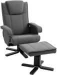 HOMCOM Fotoliu de relaxare leagăn cu taburet, tapiterie din material textil în aspect de catifea, fotoliu tapițat cu funcție de rotație de 360°, cadru de lemn, Gri | Aosom Romania (83B-317V02CG)