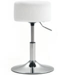 HOMCOM Taburet, cu pernă, cu cadru metalic, aspect de catifea, înălțime reglabilă, 360° rotativ alb | Aosom Romania (83A-301V00WT)