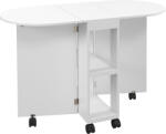HomCom Masă de Comedor Plegable cu Ruedas Masă de Cocina cu Alas Abatibles și 2 Rafturi Deschise 120x60x77 cm Alb | Aosom Romania (835-957V00WT)
