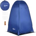 Outsunny Cort de Duș pentru Camping cu Ușă cu Fermoar, Geantă de Transport și Buzunar, 126x124x189 cm, Albastru Închis | Aosom Romania (A20-258DB)