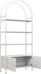 HOMCOM Etajeră de depozitare, bibliotecă arcuită cu 4 niveluri și dulap cu uși duble, 80 x 30 x 187 cm, alb | Aosom Romania (838-609V00WT) Raft