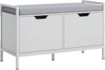 HomCom Banchetă Dulap pentru Pantofi cu 2 Compartimente și Pernă, Dulap Pantofi pentru Hol, 84x35x50 cm, Alb | Aosom Romania (837-500V80WT) Pantofar