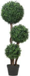 HOMCOM Bilă de buxus artificial cu trei bile, plantă artificială, plantă artificială cu trunchi din lemn în ghiveci, 30 x 30 x 100 cm, Verde | Aosom Romania (83C-190V00GN)