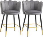 HOMCOM Set de 2 Scaune de Bar Elegante, Înalte cu Spătar, Bază din Oțel Stabil, Gri Carbune, pentru Bucătărie | Aosom Romania (835-916V00CG)