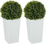 HOMCOM Set 2 bile artificiale eucalipt 65 cm plantă artificială cu protecție UV, 330 frunze în ghiveci, verde | Aosom Romania (83C-200V00GN)