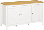 HOMCOM Credență de Bucătărie cu 3 Uși, Mobilier Modern de Bucătărie cu Raft Reglabil, Credență Tip Bufet pentru Sufragerie, Sala de Mese și Salon, 120x40x70 cm, Alb și Culoare Lemn | Aosom Romania (838-392V8 Comoda
