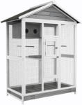 PawHut Cușcă mare pentru păsări volieră interior exterior, 4 bârne tavă colectoare glisantă 112 x 68 x 154 cm gri | Aosom Romania (D10-070V03GY)