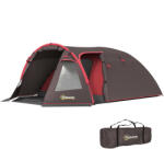 Outsunny Cort de Camping pentru 2-4 Persoane cu 2 Camere, Uși Duble și Geantă de Transport, 360x250x130 cm, Gri | Aosom Romania (A20-466V00GY) Cort