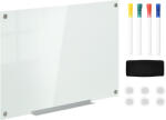 Vinsetto Tablă de Sticlă Albă cu 4 Markere și Burete de Șters 90x60x0.4 cm | Aosom Romania (911-015V01WT)