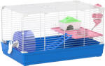 PawHut Cușcă pentru Hamster Casă pentru Rozătoare cu Roată de Exerciții Bol Adăpătoare Căsuță Rampe pentru Jerboși 47x30x27 cm Albastru | Aosom Romania (D51-161V00BU)