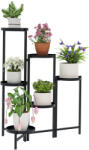 Outsunny Suport pentru plante 6 nivele etajeră plante ajustabil și pliabil din metal design fără șuruburi negru 60 x 40 x 80 cm | Aosom Romania (84H-152V00BK)