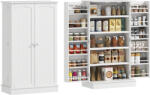 HOMCOM Dulap bucătărie garde-manger cu 2 uși, 5 rafturi și 12 recipiente pentru condimente - 60 x 30 x 104 cm - alb | Aosom Romania (83A-037V81WT)