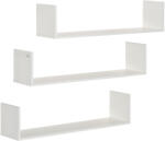 HOMCOM Set di 3 Rafturi de Perete pentru Obiecte, Rafturi de Perete din Lemn, 80x18x18 cm, Alb | Aosom Romania (830-419WT) Raft