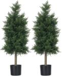 HOMCOM Arbori Topiari de Cedru Artificial, Set de 2 Plante Artificiale în Ghivece, Plante Decorative, 38x12.5x90 cm, Verde | Aosom Romania (830-819V00GN)