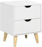 HOMCOM Noptieră masă de noapte cu 2 sertare, stil scandinav pentru dormitor, sufragerie, 40 x 35 x 50, 5 cm, alb | Aosom Romania (831-593V00WT)