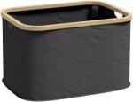 HOMCOM Coș Pliabil pentru Rufe de 36L cu Mânere, Coș pentru Rufe din Bambus și Poliester, 44, 3x33, 3x26, 5 cm, Negru | Aosom Romania (850-319V00BK)