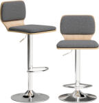HOMCOM Set de 2 scaune de bar scaune de bar reglabile pe înălțime spătar suport pentru picioare rotative 360° 41x47, 5x81-102cm gri | Aosom Romania (83A-433V00GY)