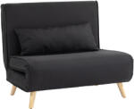HOMCOM Fotoliu Pat Individual 3 în 1 cu Spătar Reglabil pe 6 Nivele și Pernă, Canapea Pat Pliant, 94x78x80 cm, Negru | Aosom Romania (839-023V00BK)