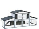 PawHut Cusca pentru iepuri de Exterior din Lemn si Metal, Cusca pentru 2-3 Iepuri si Rozatoare, Gri si Alb 225x70x100cm | Aosom Romania (D51-093GY)