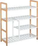 HomCom Etagère à Chaussures - etajeră de depozitare - Mobilier Pantofi 4 Nivele Lemn de pin rafturi cu lamele MDF Alb | Aosom Romania (837-091) Pantofar