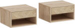 HOMCOM Set de 2 Noptiere Suspendate cu Sertar și Compartiment 37x32x21 cm Lemn Natural | Aosom Romania (831-630V81ND)