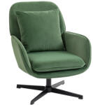 HOMCOM Fotoliu de Salon Rotativ 360° cu Pernă Lombară Detașabilă, Șezut Generos, Fotoliu Tapițat Modern din Catifea cu Cotiere, pentru Living, 73x83.5x85 cm, Verde | Aosom Romania (83B-713V00GN)