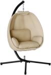 Outsunny Fotoliu suspendat, Scaun leagăn în formă de ou cu pernă moale, potrivit pentru interior și exterior, 125L x 95L x 170Î cm, Khaki | Aosom Romania (84A-253)
