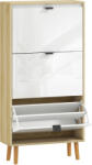 HomCom Dulap pentru pantofi, dulap îngust pentru pantofi, 3 sertare rabatabile, ușă înaltă lucioasă, 60x24x127cm, alb | Aosom Romania (837-627V02WT) Pantofar