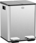 HomCom Coș de Gunoi cu 2 Compartimente de 20L cu Pedală, Coș de Gunoi cu 2 Capace Silențioase, 45, 8x36x51, 6 cm, Argintiu | Aosom Romania (851-033V01SR) Cos de gunoi