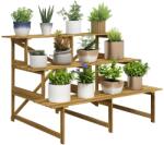 Outsunny Suport de plante Outsunny cu 3 etaje, pliabil, înalt de 78 cm, stand de flori pentru interior și exterior, raft de plante din lemn, suport de flori cu tăvi, scări de flori pentru sufragerie, balcon gr