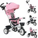HomCom Triciclu pentru copii 6-in-1 cu mâner de împingere, acoperiș, centură, coș de depozitare, 18+ luni, Roz | Aosom Romania (370-061V00PK)
