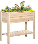 Outsunny Jardiniera sur pieds potager cu etajere din lamele 90 x 40 x 81 cm inserții de irigare, geotextil inclus lemn masiv | Aosom Romania (845-587V00ND)