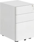 Vinsetto Fiset Metalic cu 3 Sertare și Sistem de Blocare, Mobilier de Birou pe Roti, 39x48x59cm, Design Compact, Alb | Aosom Romania (924-006WT) Dulap arhivare
