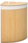 HOMCOM Coș de Rufe din Bambus cu Capac, Design Triunghiular Economisitor de Spațiu, 38x38x57 cm, Culoare Lemn | Aosom Romania (850-218V00ND)