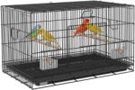 PawHut Colivie pentru Păsări 77x46x45 cm Colivie Metalică pentru Păsări cu Tavă Detașabilă 2 Bețe 2 Recipiente 2 Bețe Negru | Aosom Romania (D10-094V00BK)