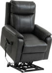 HOMCOM Fotoliu cu ridicare și relaxare pentru seniori, fotoliu electric cu lift din piele ecologică cu dublu motor, perne cu arc, Negru | Aosom Romania (713-205V90BK)