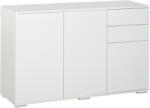 HOMCOM Bufet de depozitare 2 sertare glisante 3 uși poliță reglabilă panouri aglomerate 117 x 36 x 74 cm alb | Aosom Romania (838-077WT) Comoda