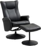 HOMCOM Fotoliu cu Fotoliu, Aspect de piele, Rotativ, Spate reglabil, pana la 150 kg, Negru | Aosom Romania (83B-098V00BK)