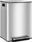 HomCom Coș de Gunoi cu 2 Compartimente de 30L, Pedală și Capac Silențios, 47, 7x37, 5x66, 8 cm, Argintiu | Aosom Romania (851-037V03SR) Cos de gunoi