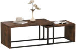 HomCom Set de Mese de Cafea 2 bucăți, Masă de Cafea, Masă Laterală, MDF, Metal, 90 x 48 x 42 cm / 59 x 42 x 36 cm, Negru+Maro | Aosom Romania (839-082V91RB) Masa de cafea