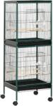 PawHut Colivie cu Două Nivele pentru Păsări, cu 4 Uși și Roți, 2 Tăvi Glisante pentru Întreținere Ușoară, 51, 5L x 50l x 140H cm | Aosom Romania (D10-074GN)