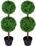 HOMCOM Set de 2 arbori buxus artificial cu dublă mingi cu trunchi și ghiveci inclus - înălțime 90 cm verde | Aosom Romania (830-707V01GN)