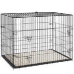 PawHut Cușcă cușcă de transport pliabilă pentru câini cu mânerie, tavă detașabilă, pernă inclusă 91 x 62 x 68 cm negru | Aosom Romania (D00-033V00BG)
