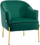 HOMCOM Fotoliu dormitor din material textil cu efect catifea cu picioare din otel auriu, 62x69x75 cm, verde HOMCOM | Aosom Romania (839-656V00GN)