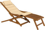 Outsunny Șezlong/Scaun Pliabil din Lemn cu Suport pentru Picioare Detașabil și Pernă cu Suport pentru Cap Capacitate 160 kg 158x61x70 cm Bej | Aosom Romania (84G-857V00BG)