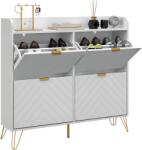 HomCom Dulap pentru încălțăminte 4 abtibilduri, cu raft reglabil, depozitare încălțăminte 106 x 24 x 102 cm, alb | Aosom Romania (837-444V80WT) Pantofar